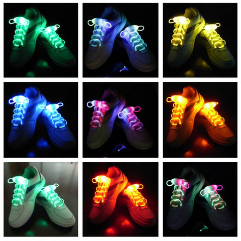 2016 Glow Light up Shoe Laces 1 Pair Led Luminous Shoelaces Strings Lock Rope Cordones Zapatilla Coloured lacet chaussure