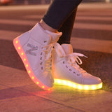 SYTAT Fashion led shoes 2016 Luminous Shoes High Quality LED Lights Colorful Shoes High Casual Shoes Rabbit's Hair Snow Boots