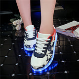 Wholesale Men adult Fashion Led Luminous Shoes 2016 Top Quality LED Lights USB charging Colorful Shoes Lovers Casual Flash Shoes