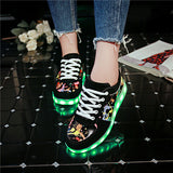 Wholesale Men adult Fashion Led Luminous Shoes 2016 Top Quality LED Lights USB charging Colorful Shoes Lovers Casual Flash Shoes