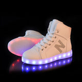 SYTAT Fashion led shoes 2016 Luminous Shoes High Quality LED Lights Colorful Shoes High Casual Shoes Rabbit's Hair Snow Boots